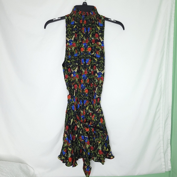 ALICE & OLIVIA Chelsea Palace Smocked Neck Floral Halter Mini Dress Sz.0 (NWT) - Picture 2 of 15